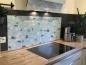 Preview: Spritzschutz Küche Acrylglas Pyramiden Mosaik Blau Preview: Spritzschutz Küche Acrylglas Pyramiden Mosaik Blau