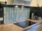 Preview: Spritzschutz Küche Acrylglas Vintage Holzbalken Blau