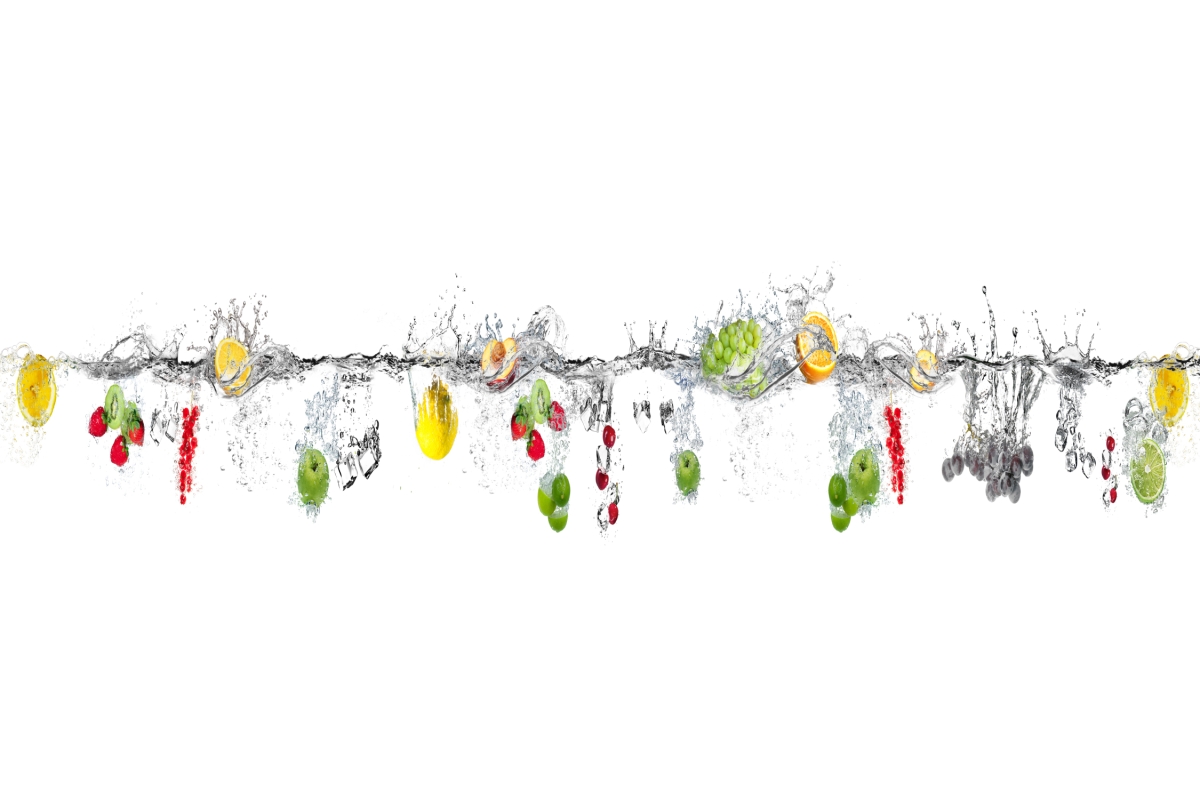 Küchenrückwand Aluverbund Früchte unter Wasser