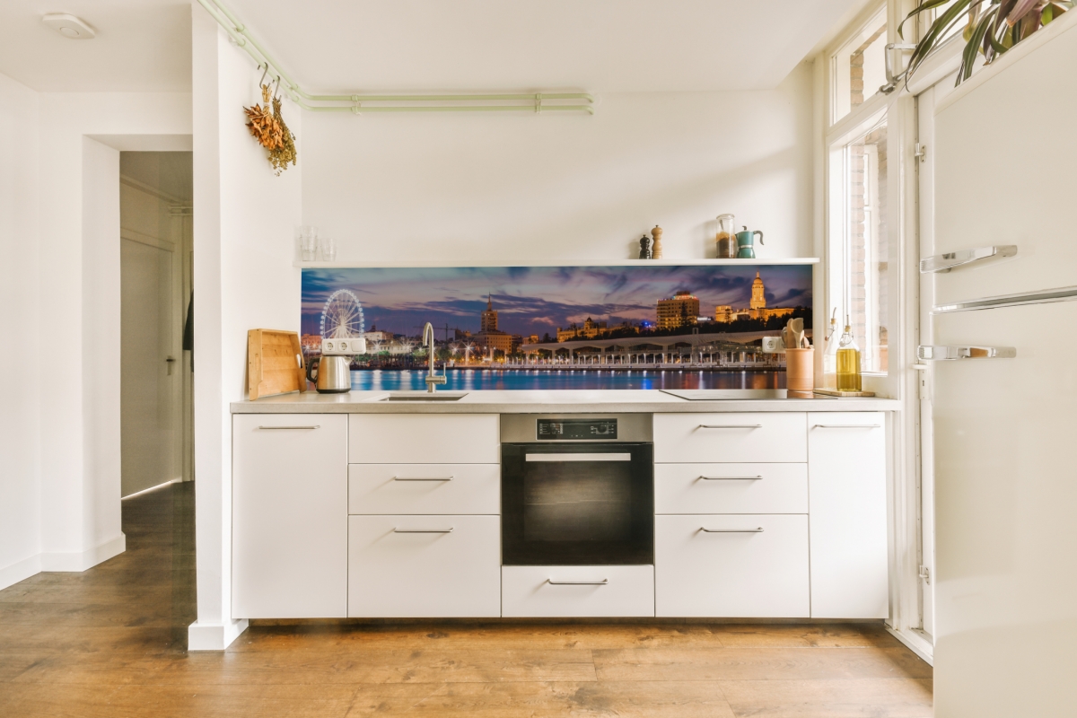 Küchenrückwand Stadt am Fluss