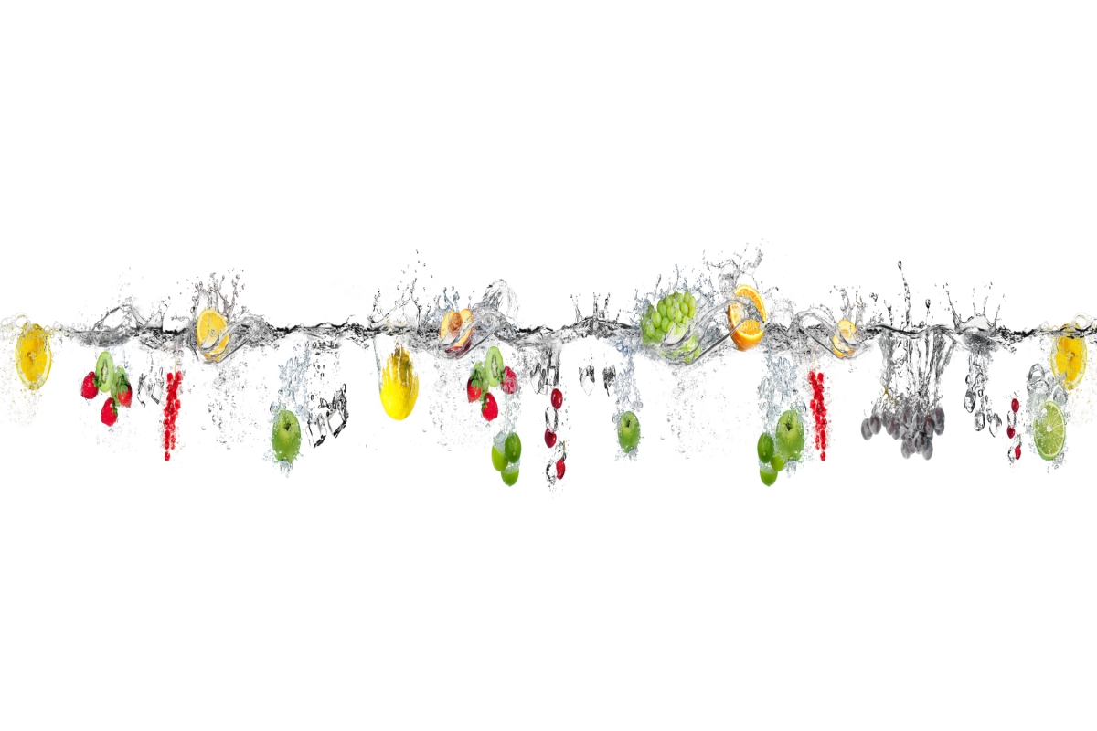 Küchenrückwand Folie Früchte unter Wasser