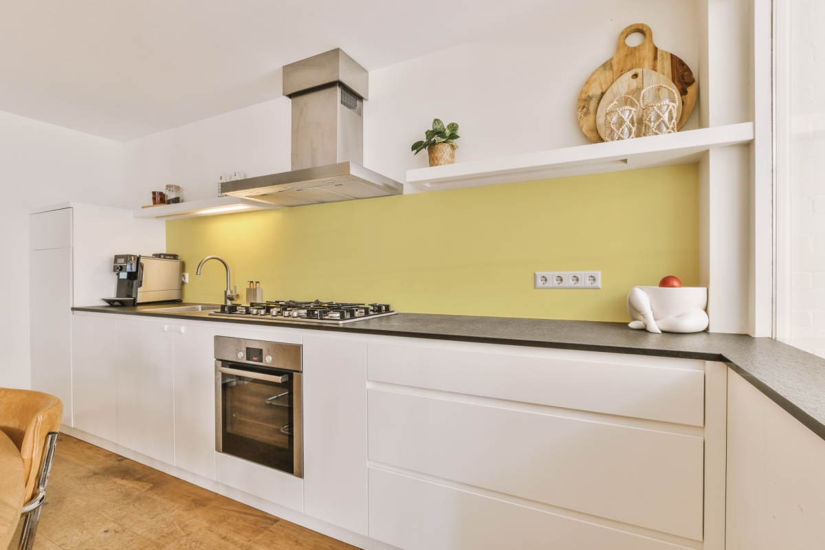 Küchenrückwand Hartschaumplatte Einfarbig Khaki Gelb