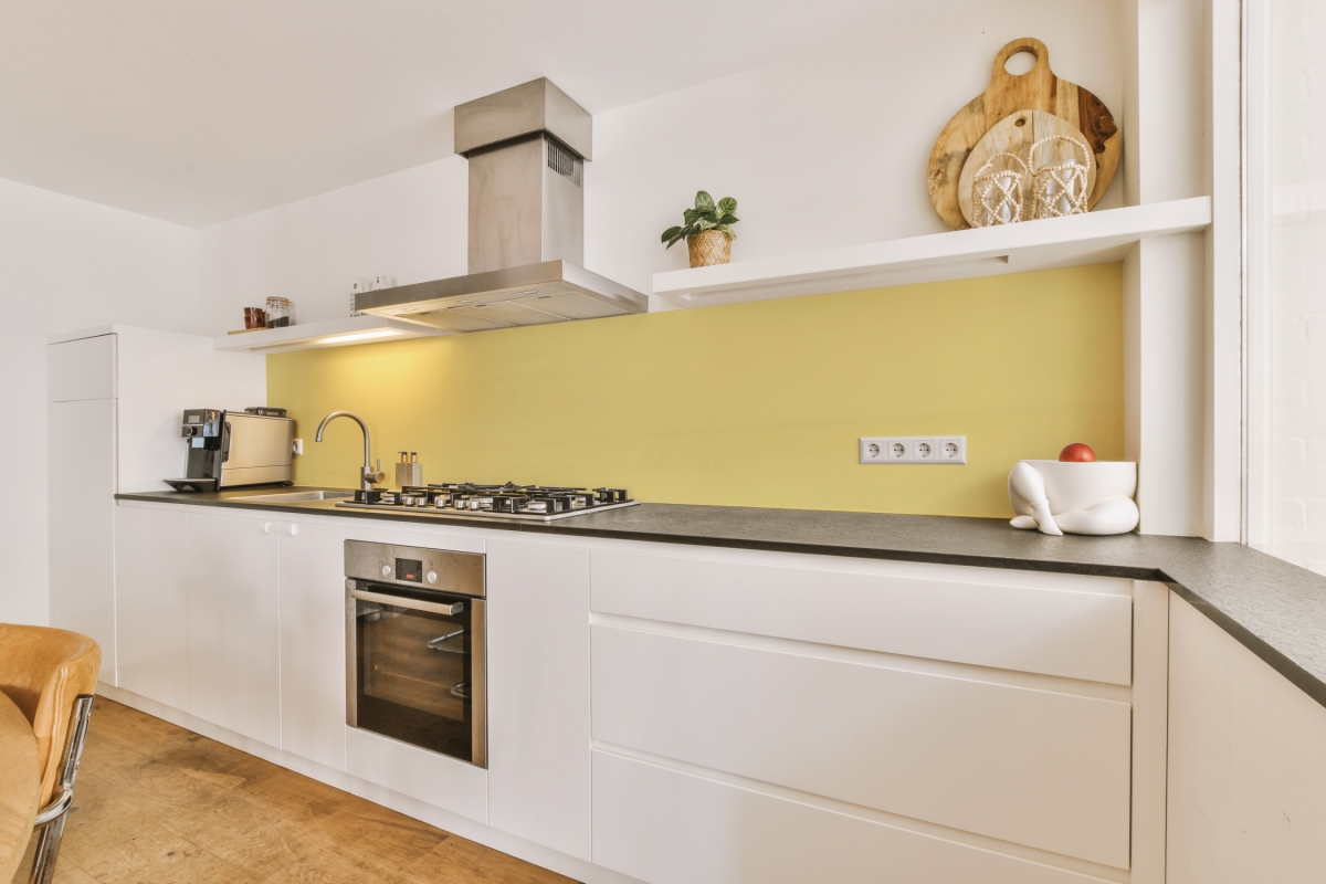 Küchenrückwand Hartschaumplatte Einfarbig Hell Goldrutengelb