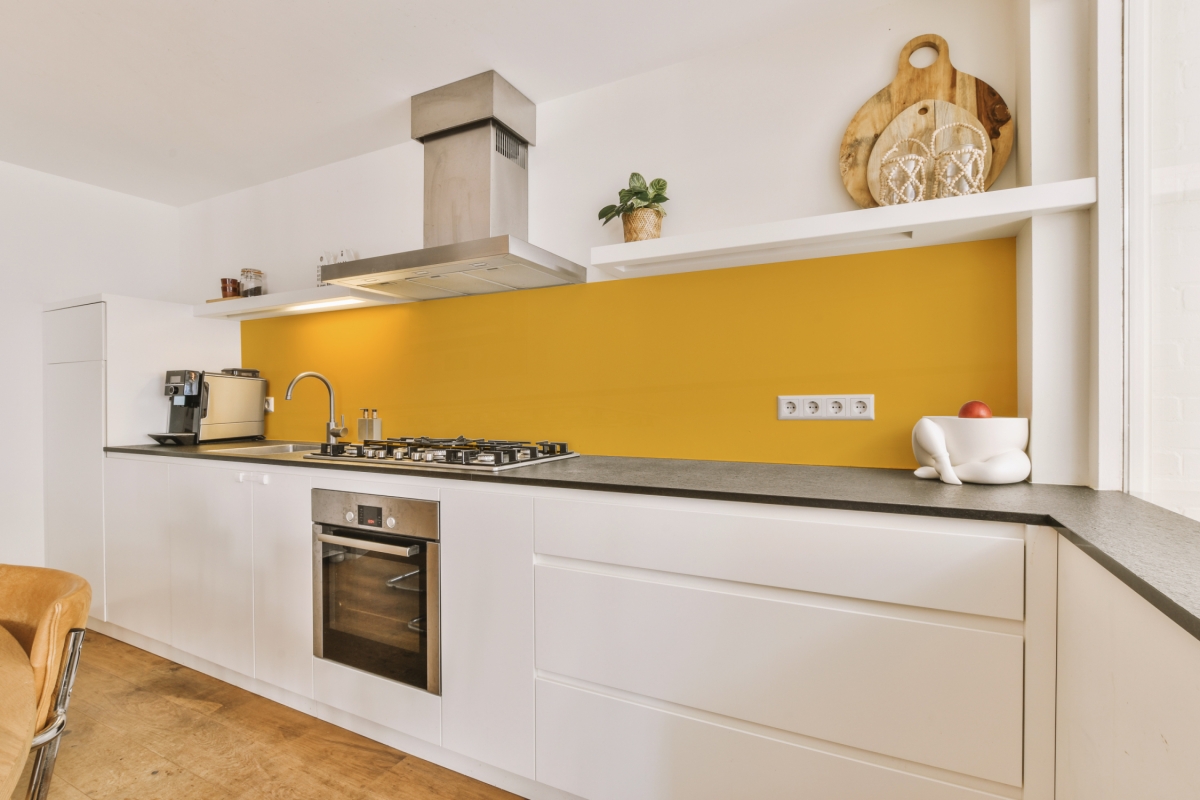 Küchenrückwand Hartschaumplatte Einfarbig Maiskorngelb