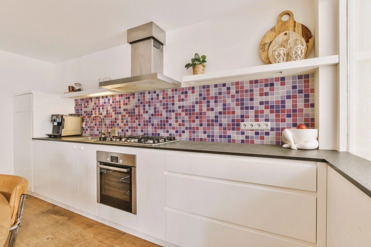 Küchenrückwand Acrylglas Rot Lila Mosaik