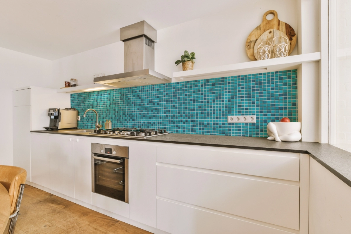 Küchenrückwand Hartschaumplatte Keramik Mosaik Blau