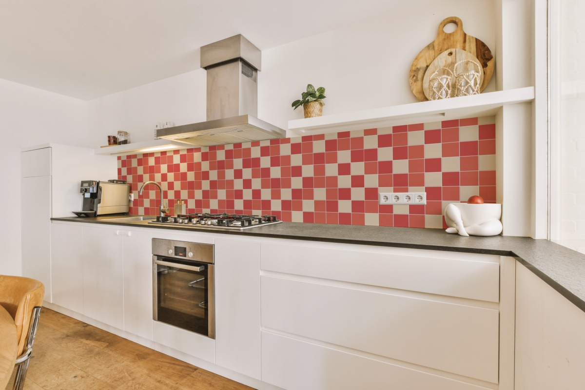 Küchenrückwand Aluverbund Rot Beige Mosaik