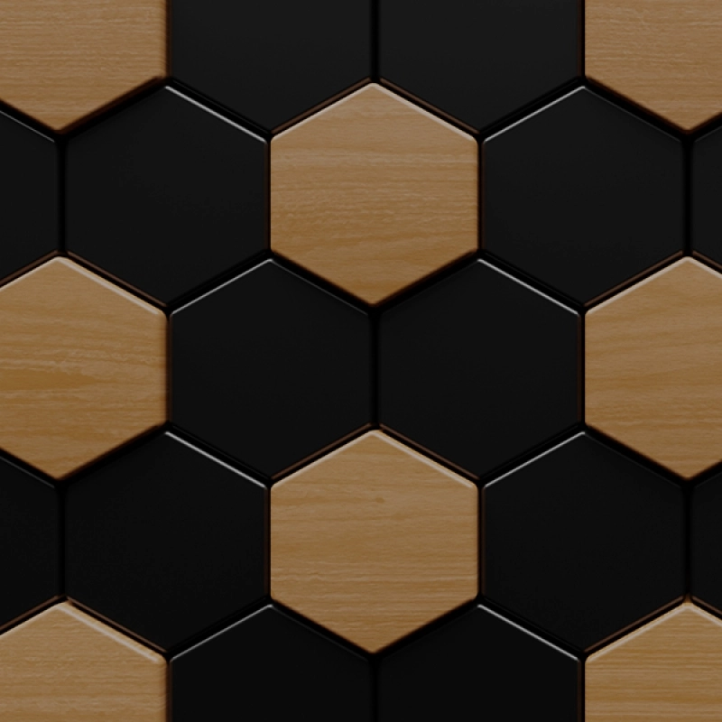 Küchenrückwand Acrylglas Holz Schwarz Hexagon