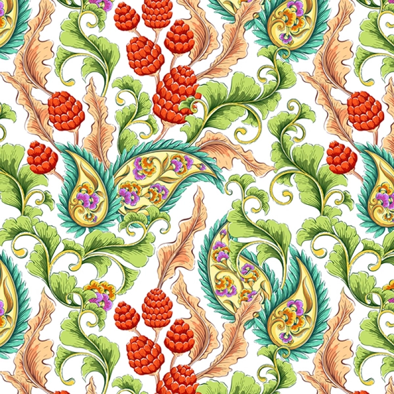 Küchenrückwand Hartschaumplatte Paisley Blumen