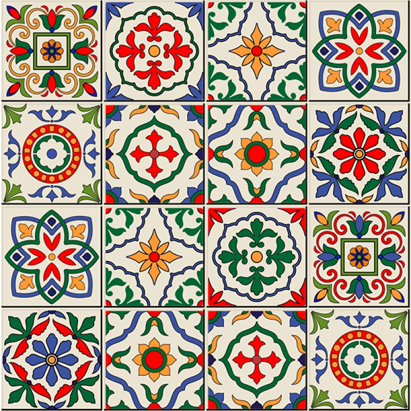 Küchenrückwand Folie Spanische Patchwork