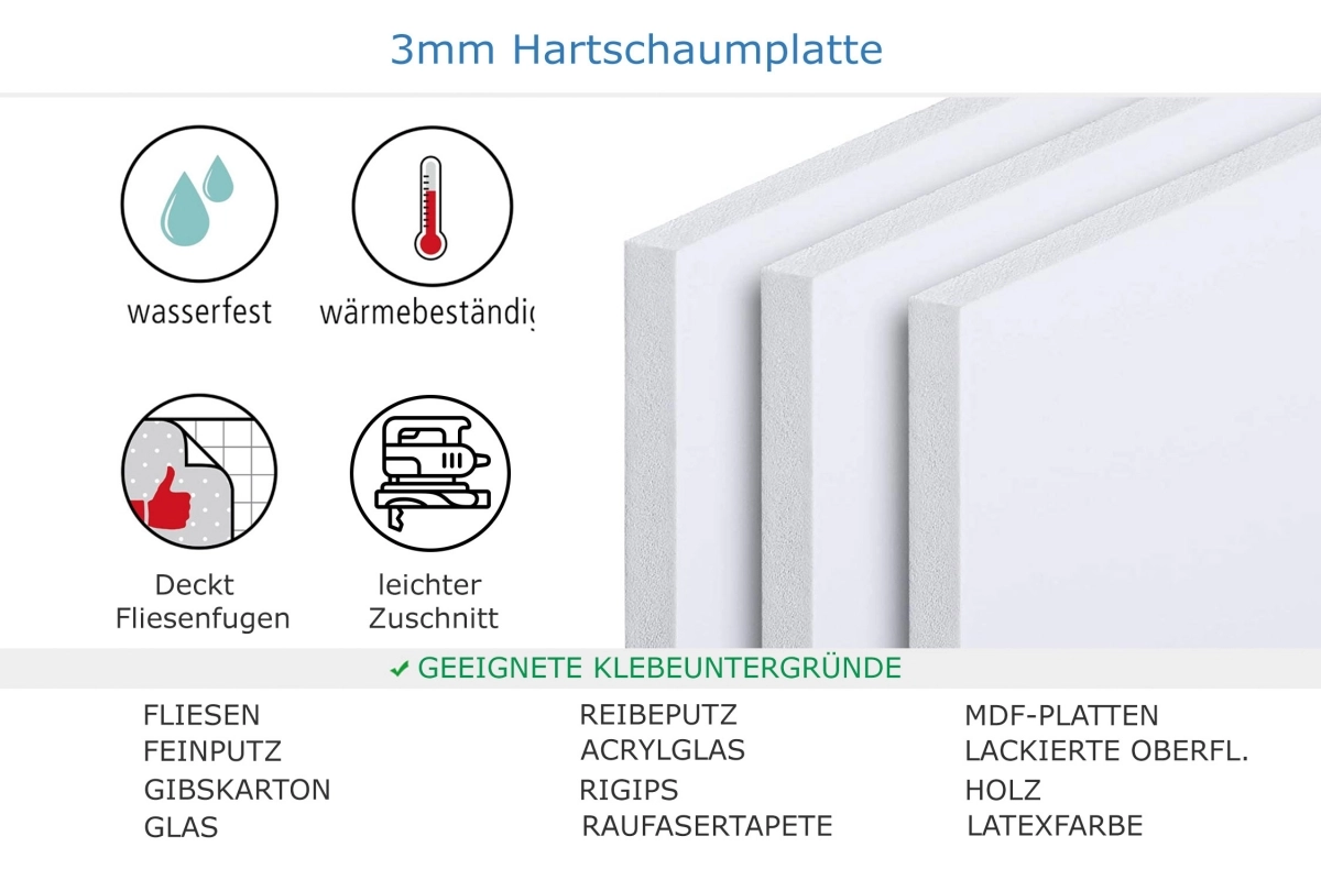 Küchenrückwand Hartschaumplatte Einfarbig Hellgrau