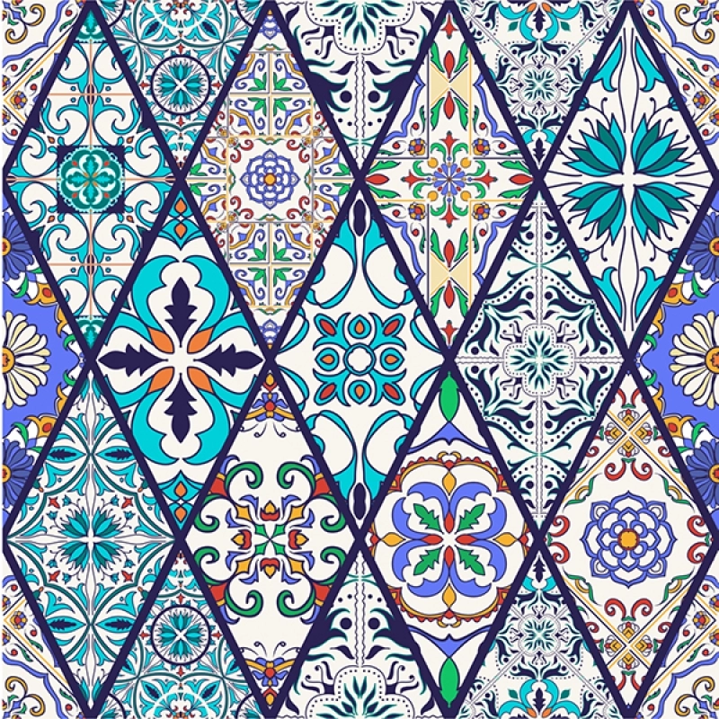 Küchenrückwand Acrylglas Ornament Fliesen Patchwork