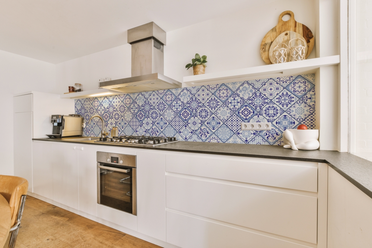 Küchenrückwand Acrylglas Blue Patchwork