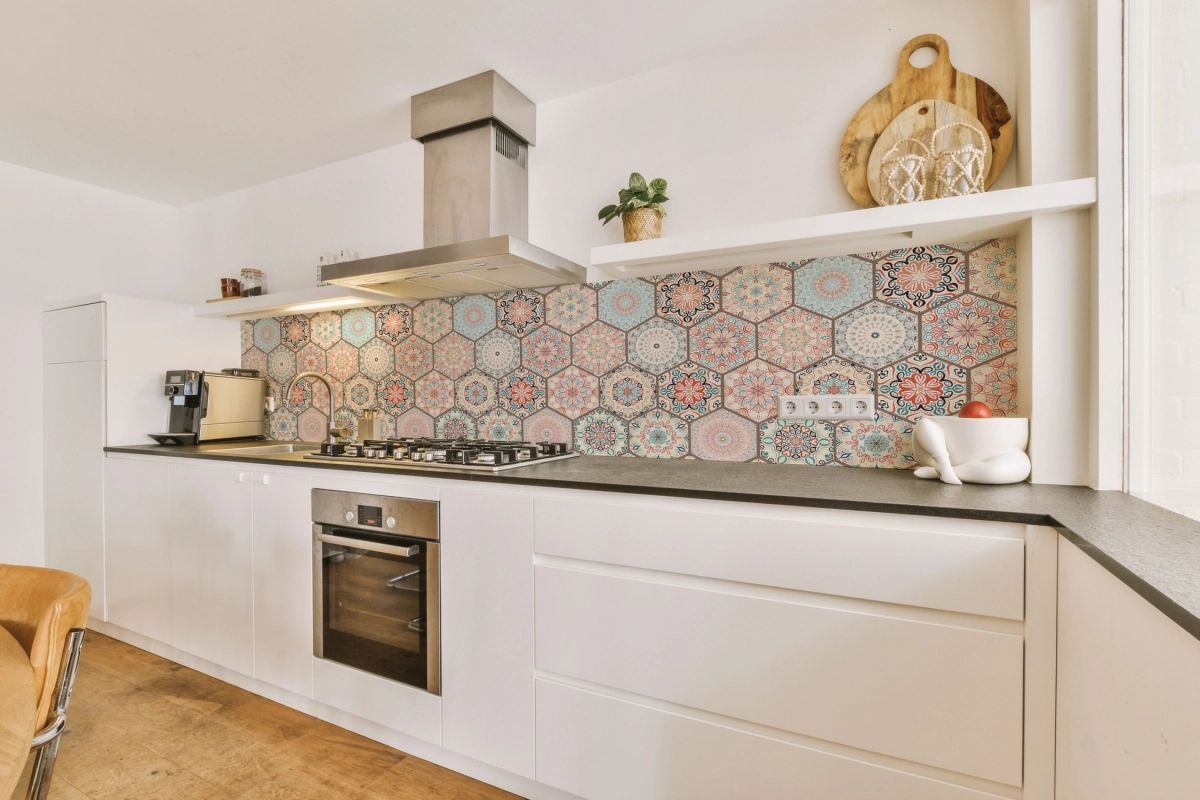 Küchenrückwand Acrylglas Boho Patchwork Fliesen