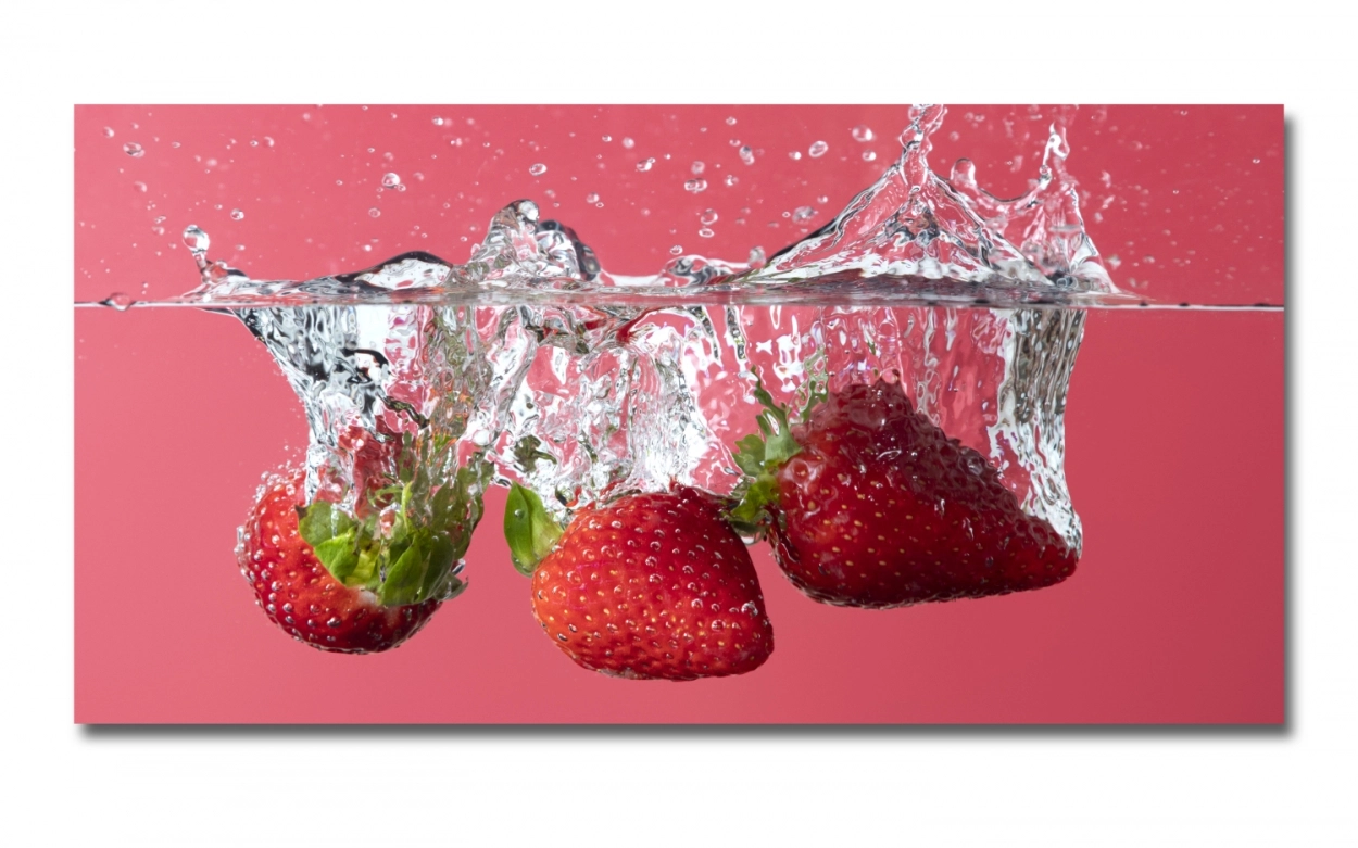 Spritzschutz Küche Aluverbund Erdbeeren Wasser Splash
