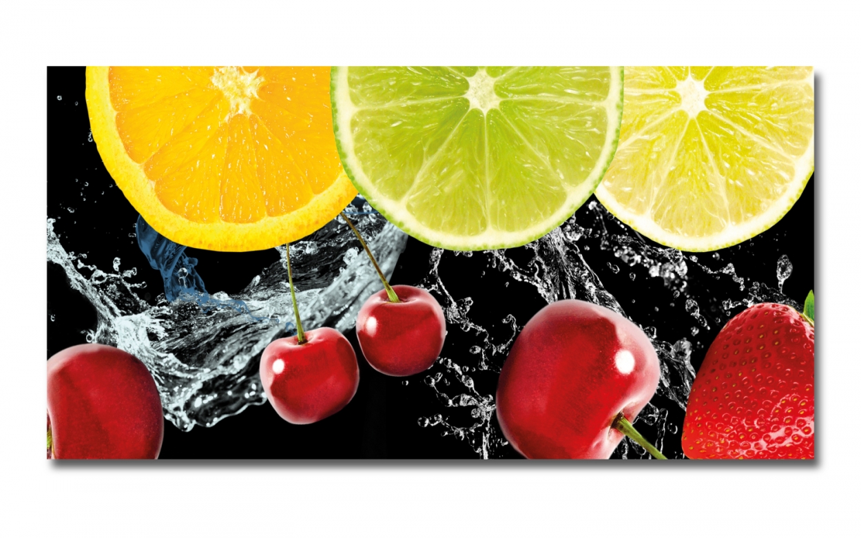 Spritzschutz Küche Acrylglas Limette Kirsch Erdbeere Splash