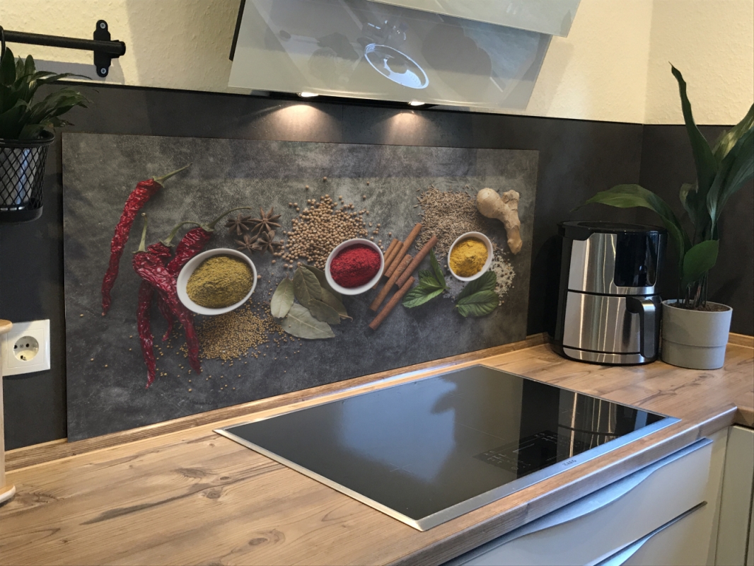 Spritzschutz Küche Acrylglas Ingwer Zimt Chilli Gewürze