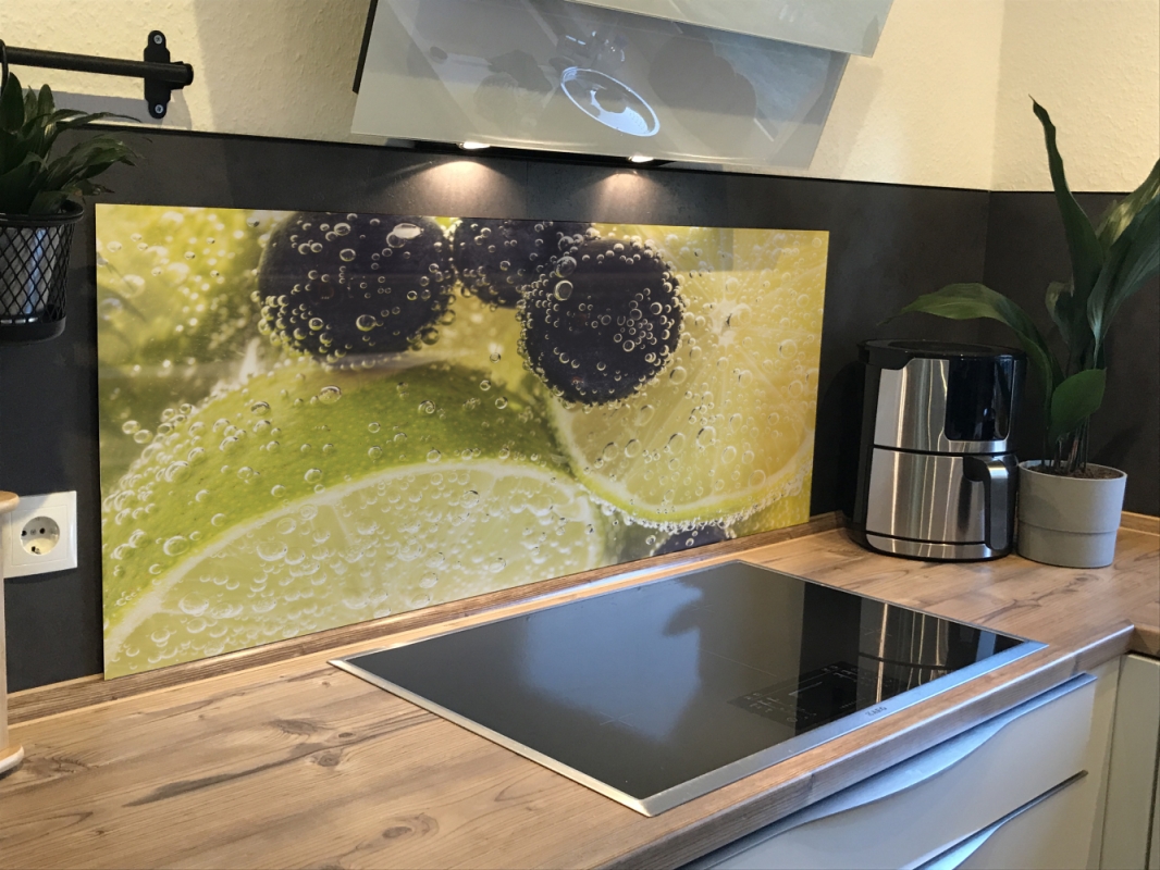 Spritzschutz Küche Acrylglas Limetten Sprudel