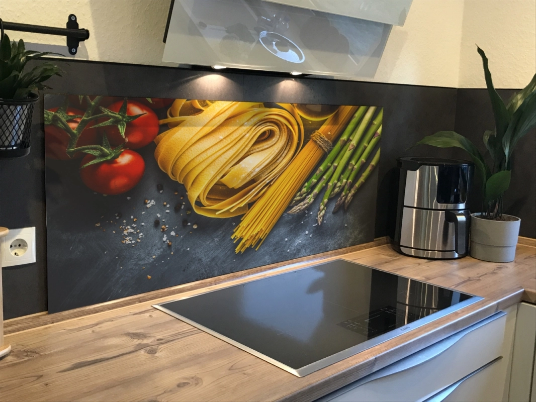 Spritzschutz Küche Aluverbund Spargel Nudel Tomaten