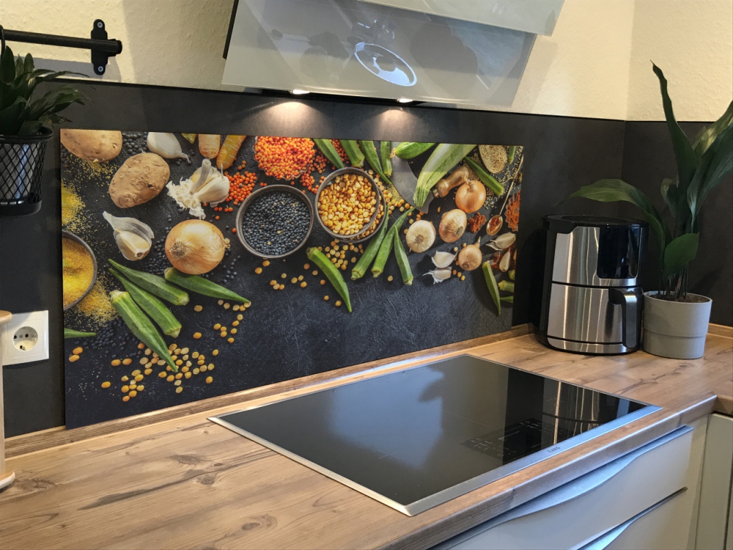 Spritzschutz Küche Acrylglas Okra Zwiebel Linsen