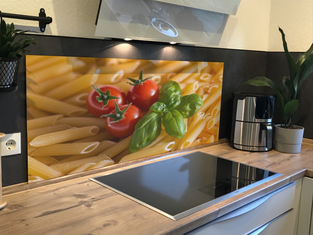 Spritzschutz Küche Acrylglas Nudel Tomate Basilikum