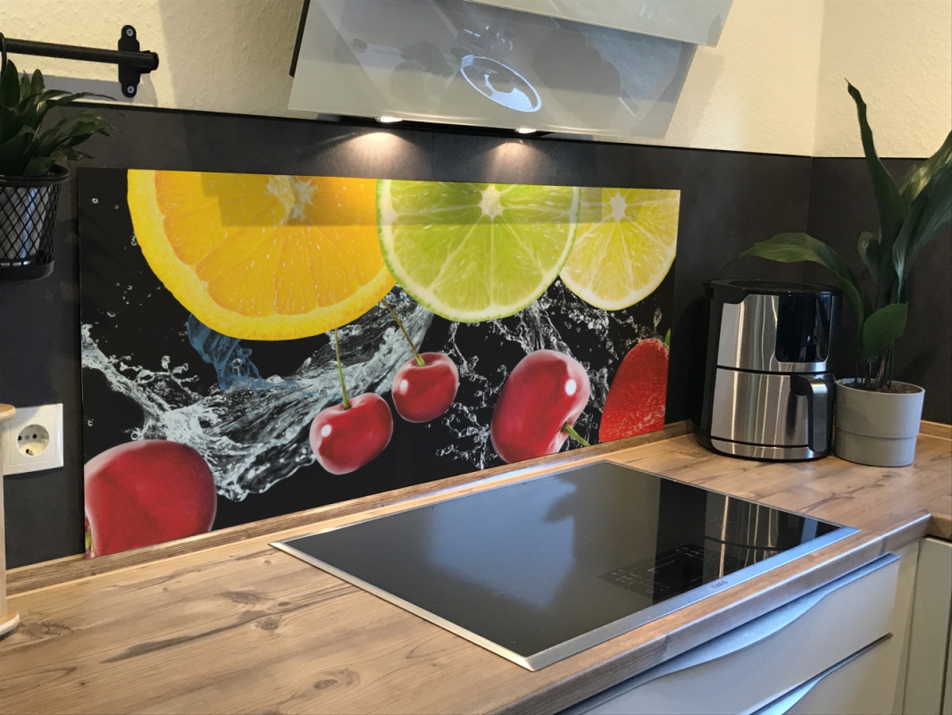 Spritzschutz Küche Acrylglas Limette Kirsch Erdbeere Splash