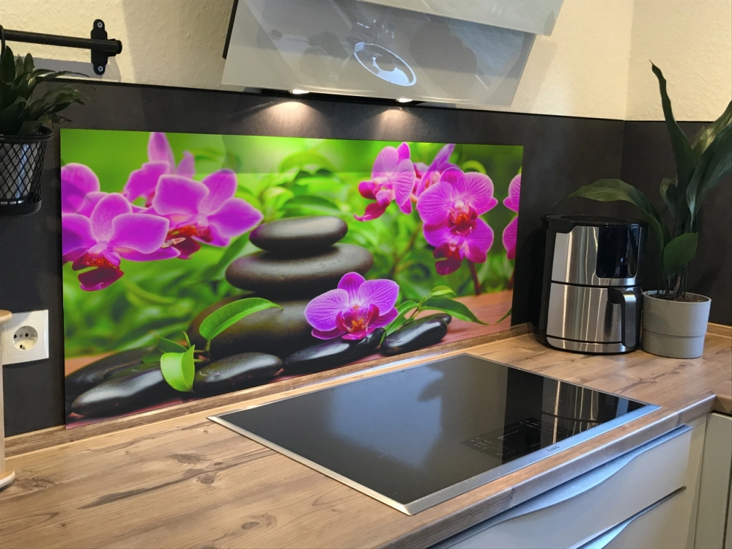 Spritzschutz Küche Hartschaumplatte Wellness Orchidee