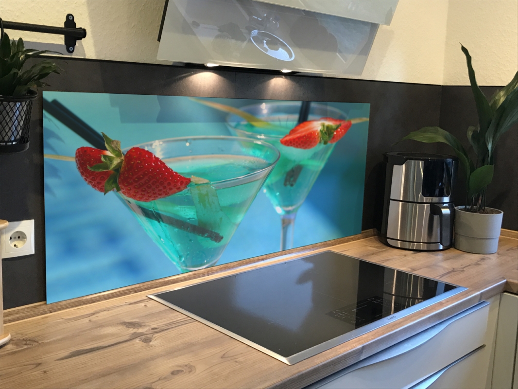 Spritzschutz Küche Acrylglas Erdbeeren Cocktail