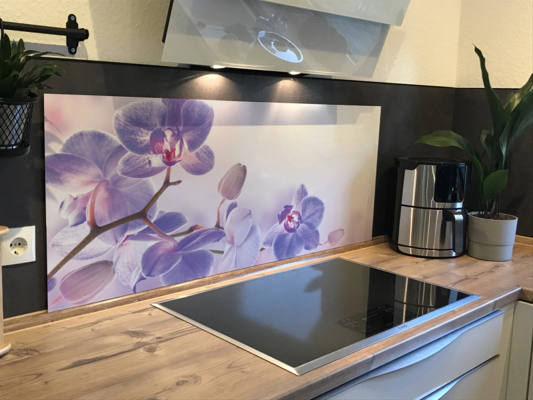 Spritzschutz Küche Hartschaumplatte Tropische Orchideen