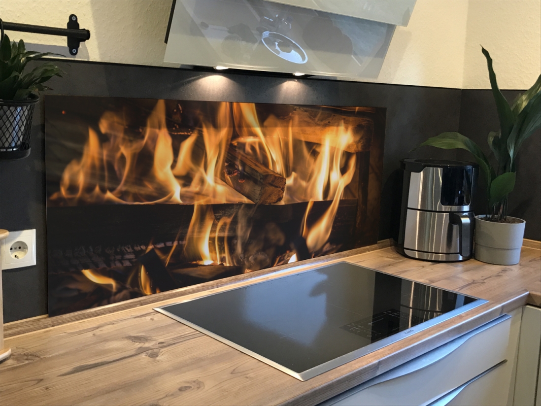 Spritzschutz Küche Acrylglas Feuer Holz