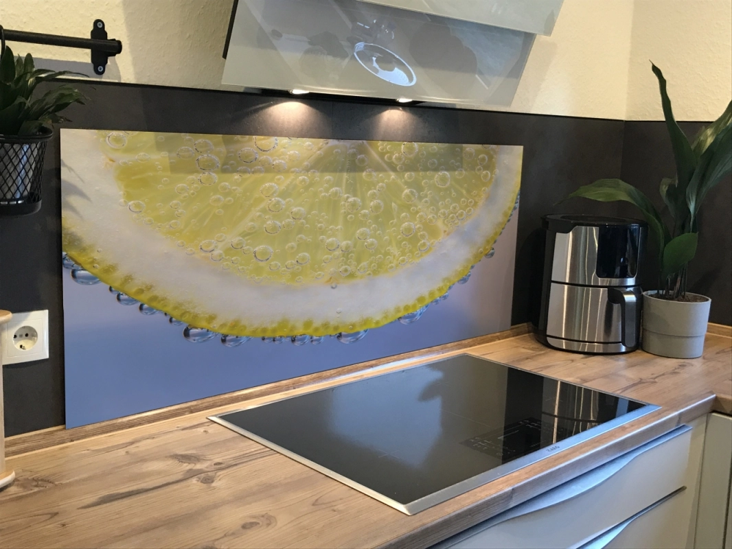 Spritzschutz Küche Hartschaumplatte Zitronen Sprudel