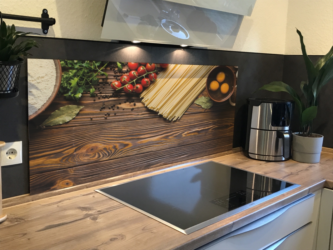 Spritzschutz Küche Acrylglas Spaghetti Cherrytomaten