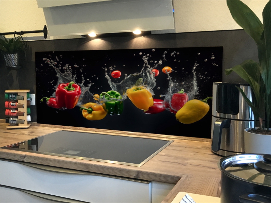 Spritzschutz Küche Acrylglas Bunte Paprika Splash