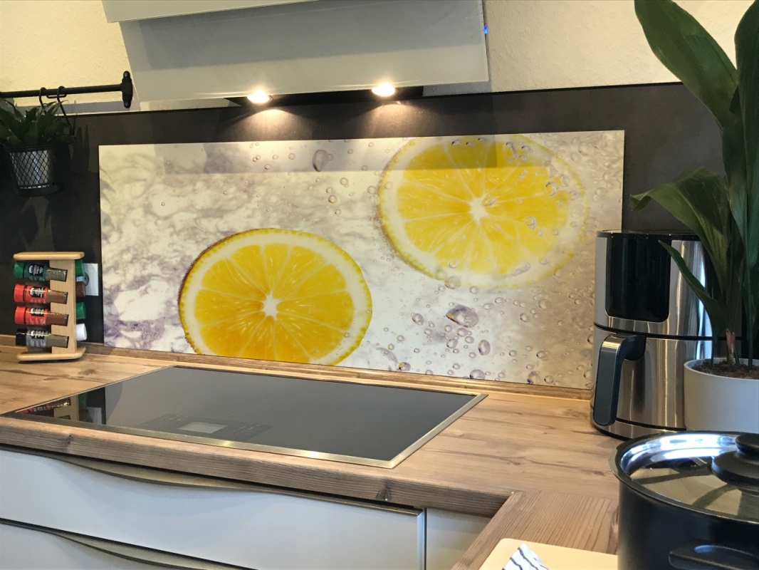 Spritzschutz Küche Acrylglas Zitronen Sprudel