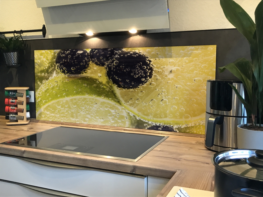 Spritzschutz Küche Acrylglas Limetten Sprudel