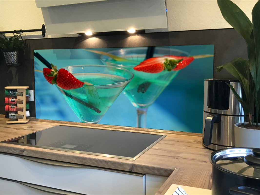 Spritzschutz Küche Acrylglas Erdbeeren Cocktail