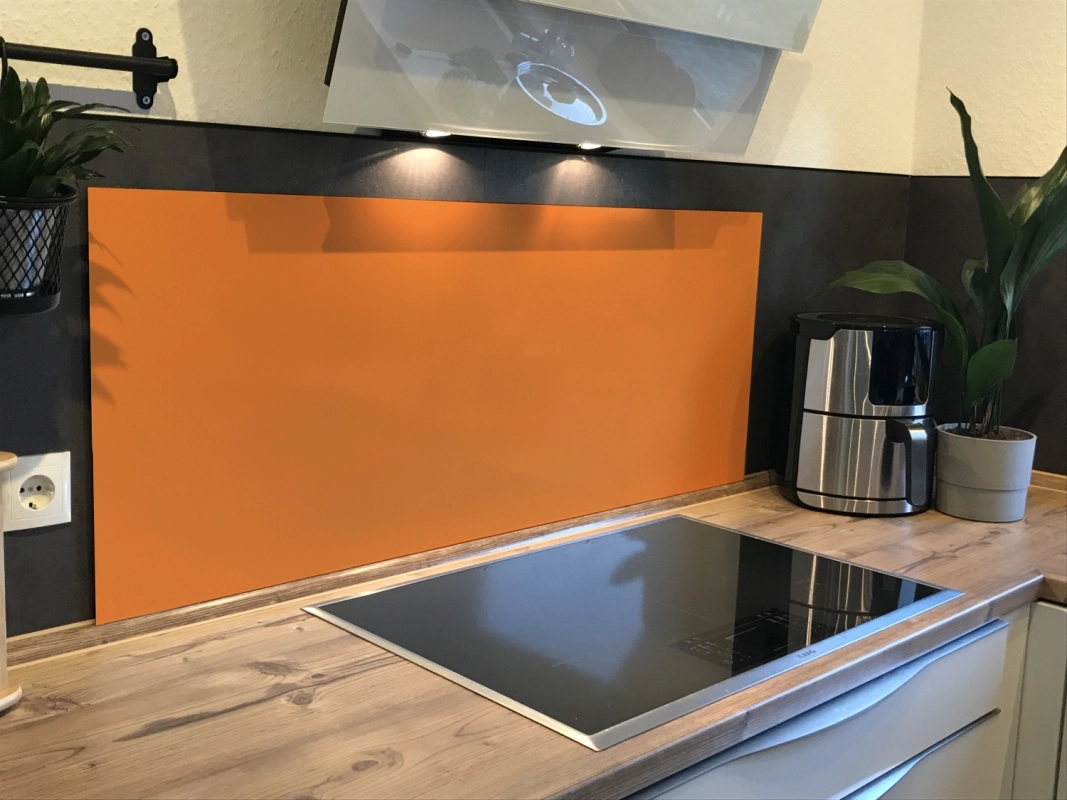 Spritzschutz Küche Hartschaumplatte Einfarbig Braun Orange