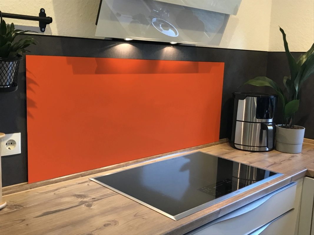 Spritzschutz Küche Hartschaumplatte Einfarbig Dunkel Orange