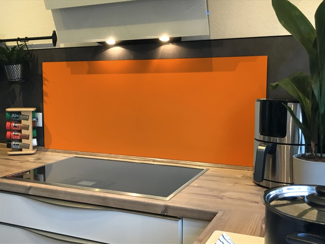 Spritzschutz Küche Hartschaumplatte Einfarbig Braun Orange