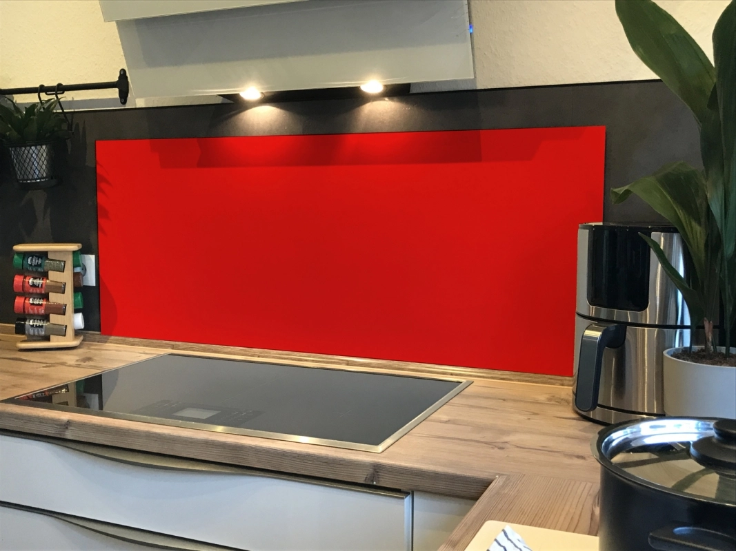 Spritzschutz Küche Hartschaumplatte Einfarbig Knall Rot