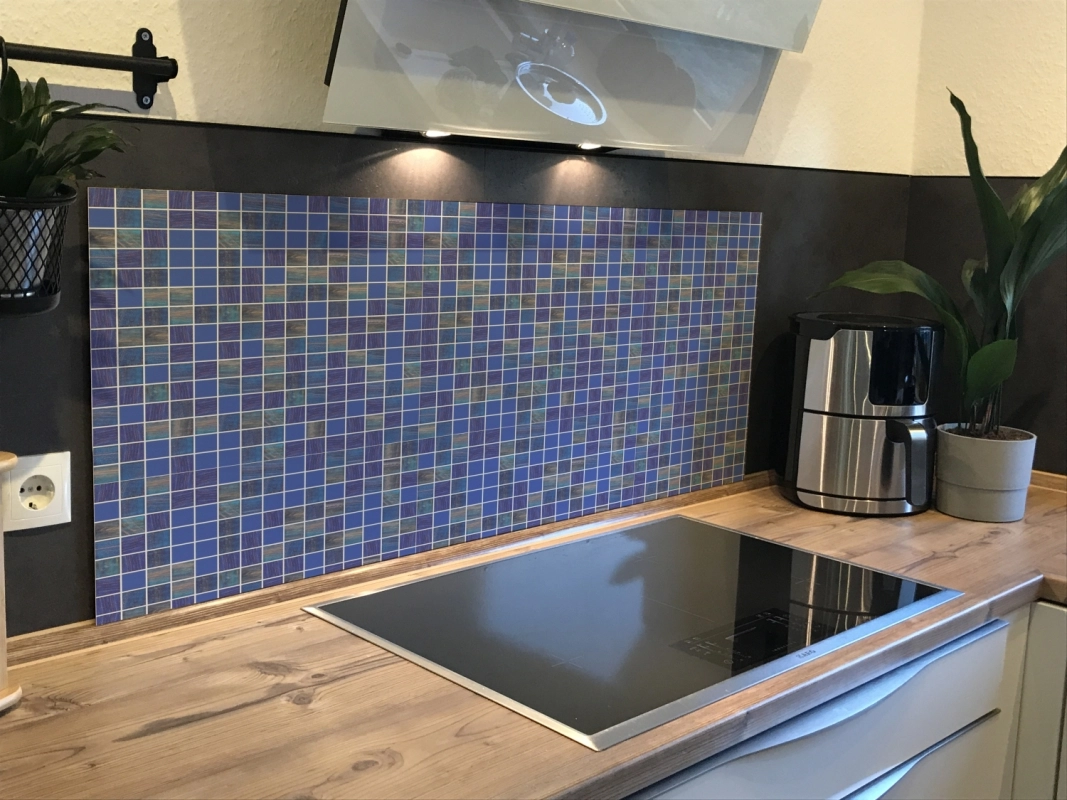 Spritzschutz Küche Hartschaumplatte Mosaik Dunkelblau