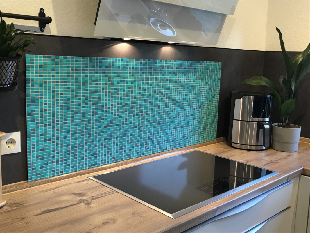 Spritzschutz Küche Keramik Mosaik Blau