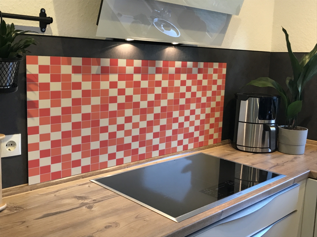 Spritzschutz Küche Rot Beige Mosaik