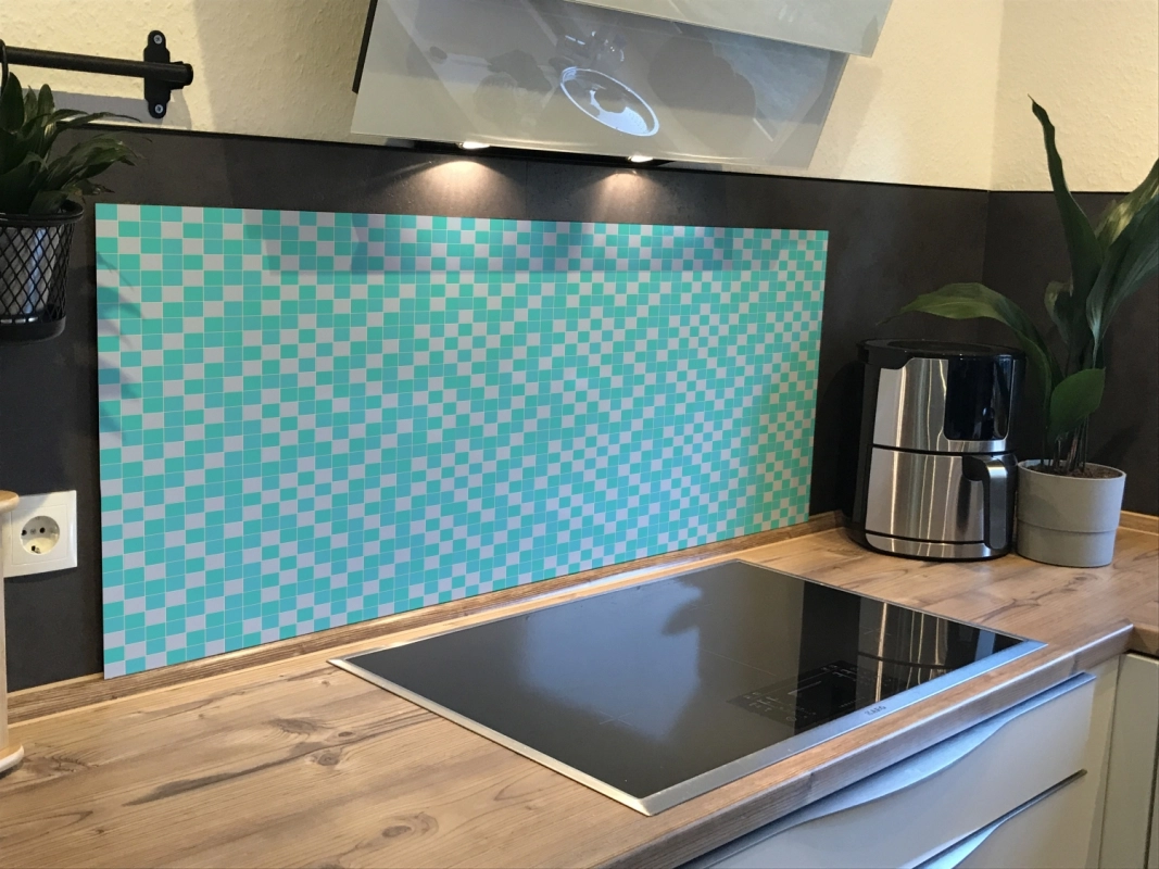 Spritzschutz Küche Aluverbund Mint Blau Mosaik