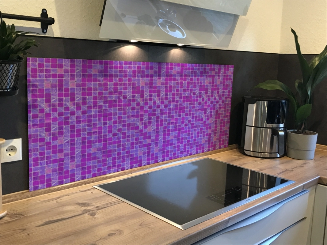 Spritzschutz Küche Acrylglas Lila Mosaikstein