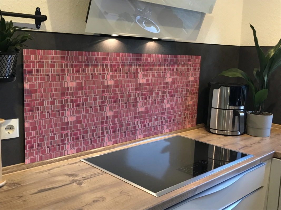 Spritzschutz Küche Acrylglas Rot Modern Mosaik