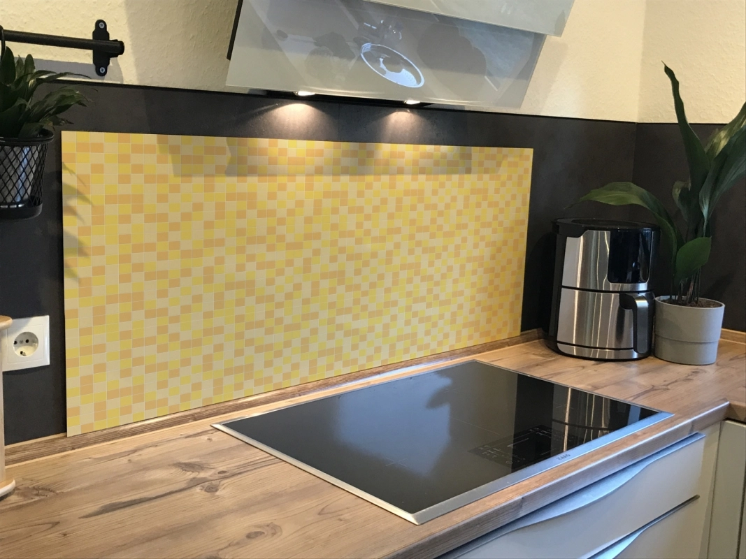 Spritzschutz Küche Hartschaumplatte Orange Gelb Mosaik