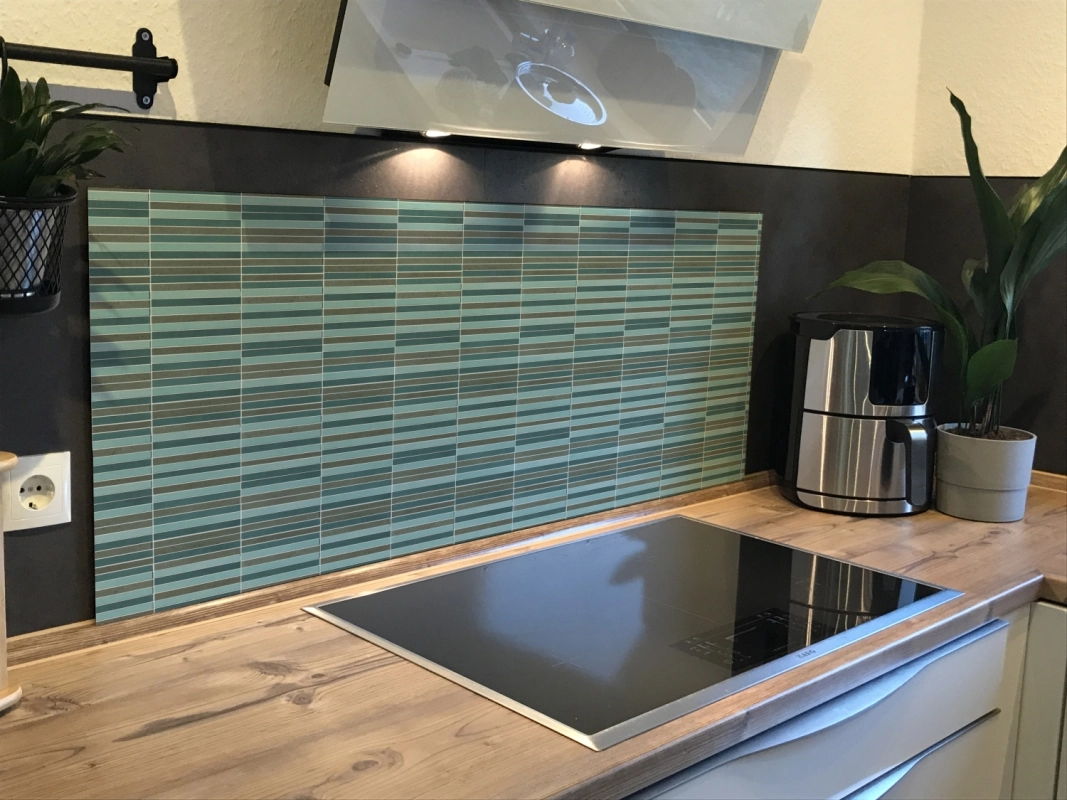 Spritzschutz Küche Hartschaumplatte Grüntönige Mosaik