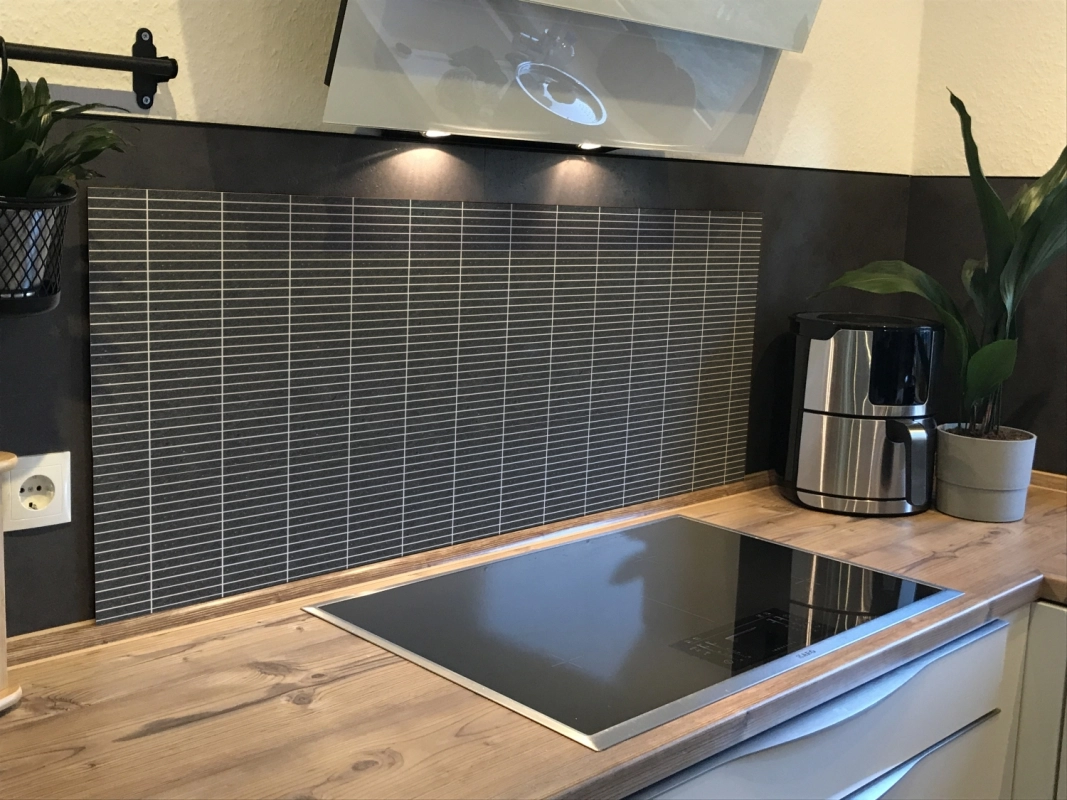 Spritzschutz Küche Hartschaumplatte Anthrazit Mosaik