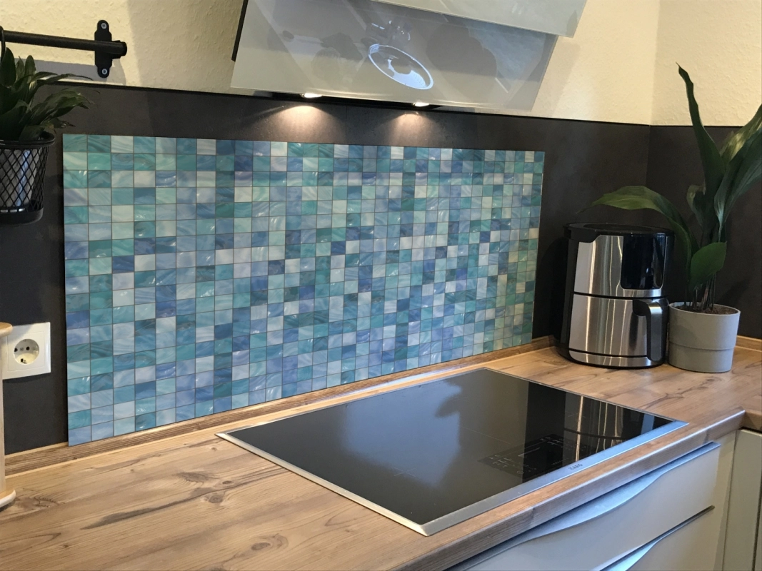 Spritzschutz Küche Hartschaumplatte Retro Mosaik Optik